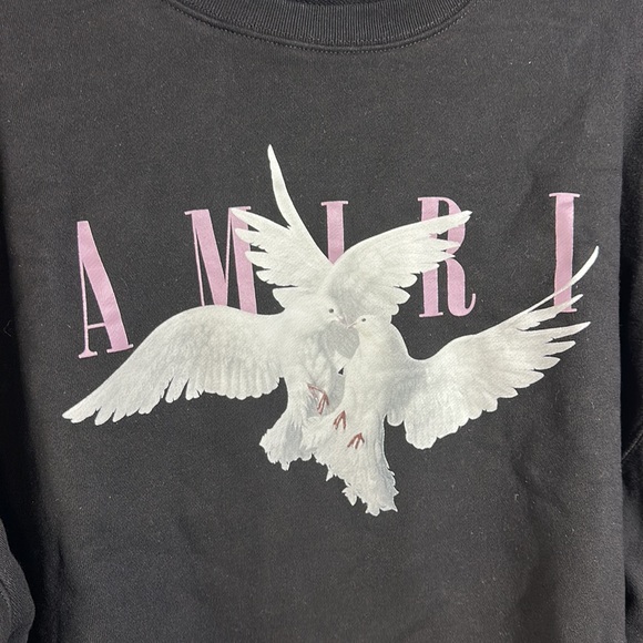 AMIRI Dual Doves Crewneck Sweatshirt Size X-Large - Picture 2 of 7